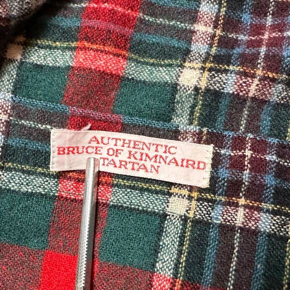 Vintage 60s Pendleton Red Green Plaid Wool Flannel Button Down Shirt Tartan Sz M - Picture 5 of 7